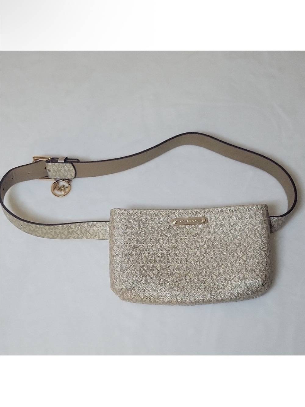 Michael Kors Metallic Gold Textured Crossbody Belt Bag